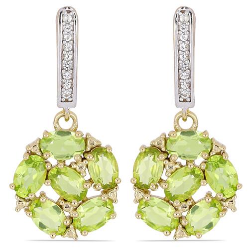 6.60 CT PERIDOT GOLD PLATED STERLING SILVER EARRINGS #VE020890